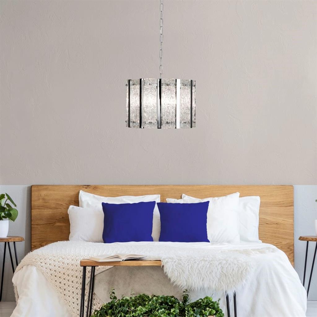 Illogan 5Lt Pendant Ceiling Light Satin Silver - Comet Lighting