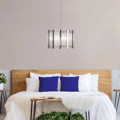 Illogan 5Lt Pendant Ceiling Light Satin Silver - Comet Lighting