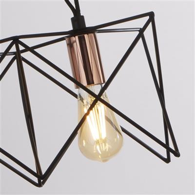 Hele 3Lt Pendant Ceiling Light Black (no Image) - Comet Lighting