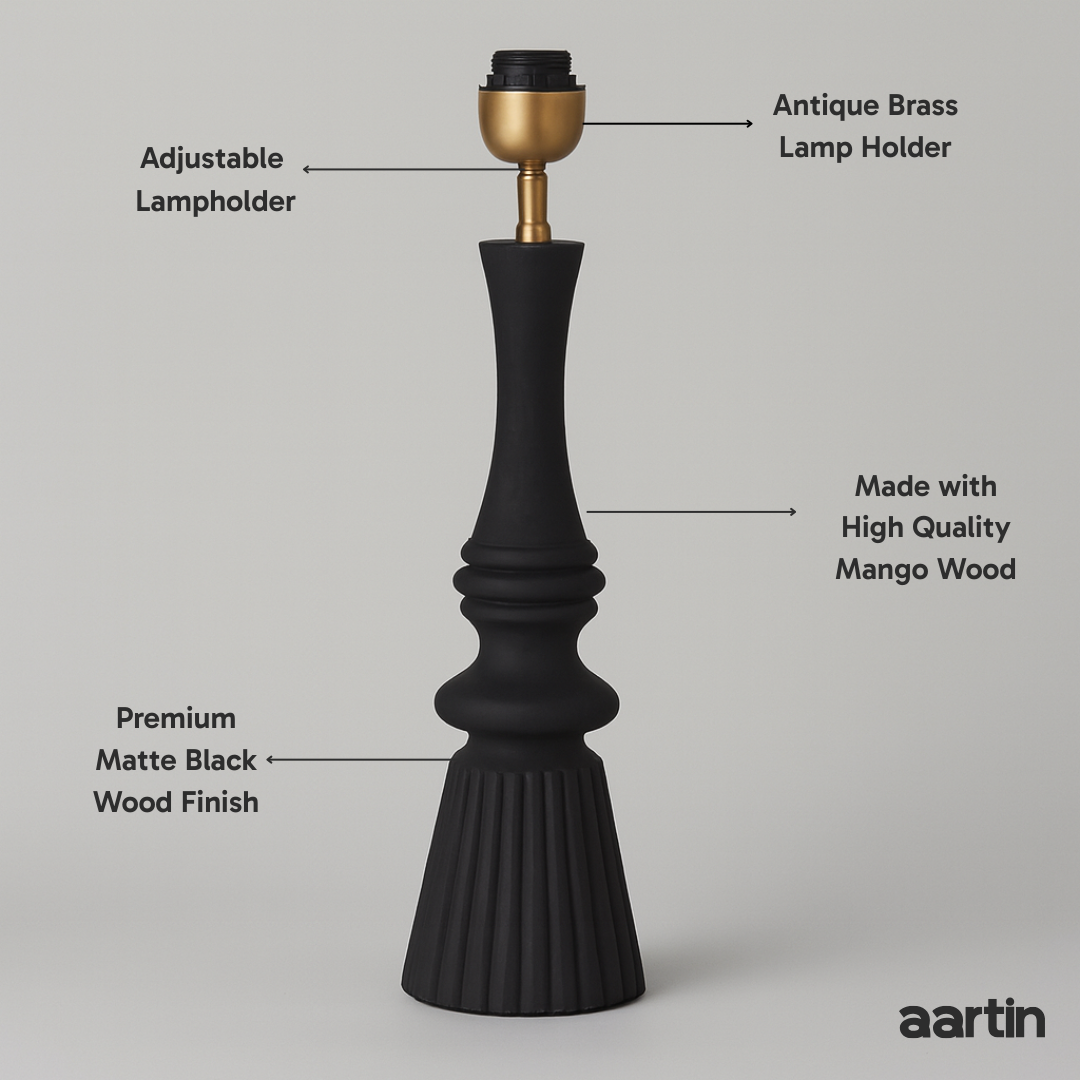 AARTIN CELESTIA TABLE LAMP IN WOOD WITH MATTE BLACK FINISH (BASE ONLY)