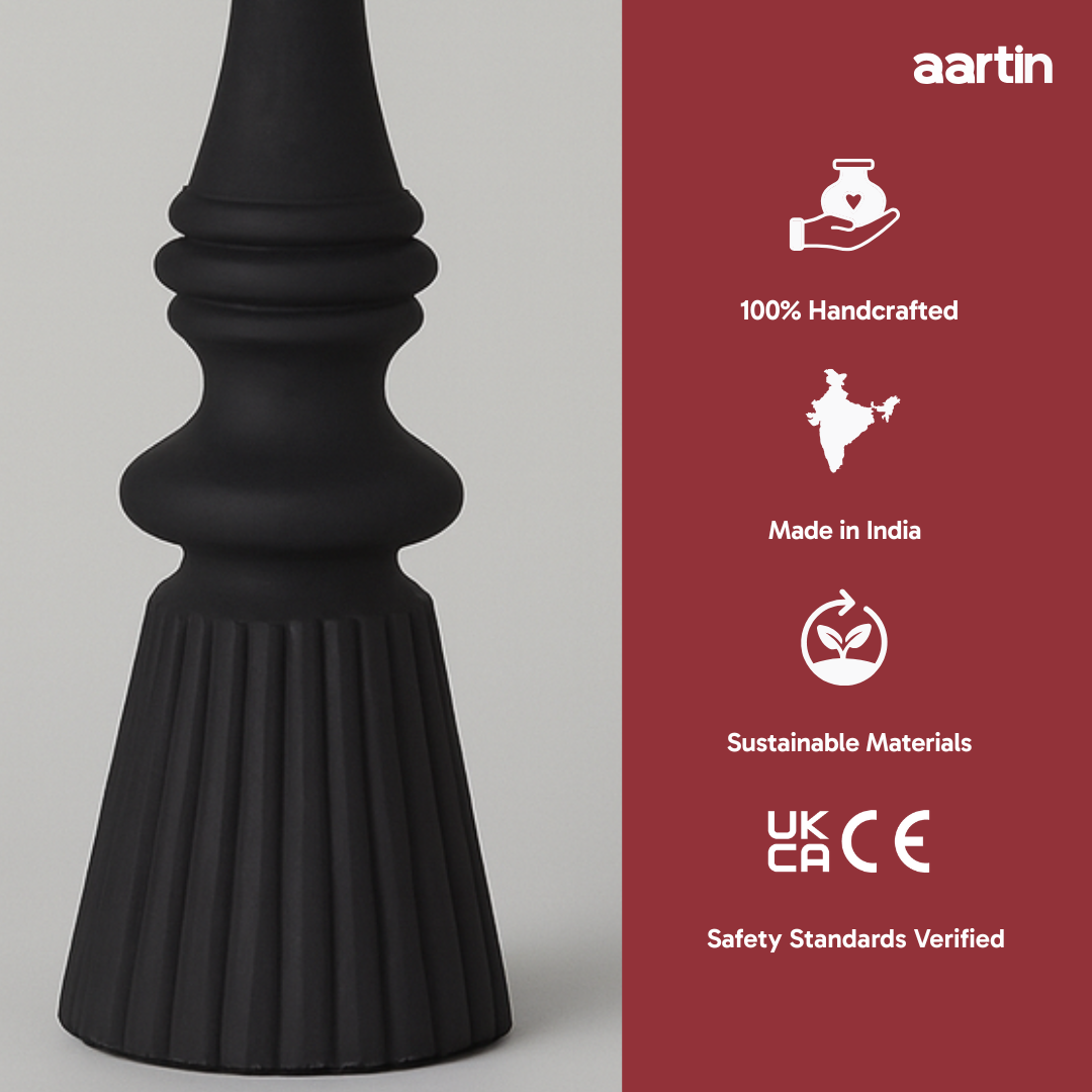 AARTIN CELESTIA TABLE LAMP IN WOOD WITH MATTE BLACK FINISH (BASE ONLY)