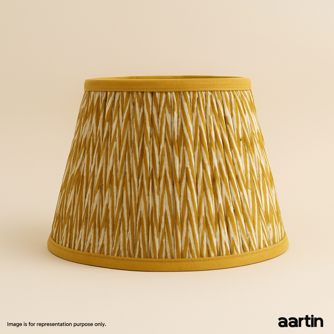 AARTIN 30 CM GOLDEN CHEVRONS STRAIGHT EMPIRE GATHERED LAMPSHADE IN COTTON