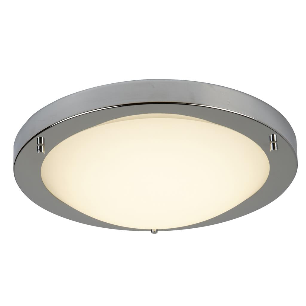 Geneva Flush - Satin Silver Metal & Opal Glass