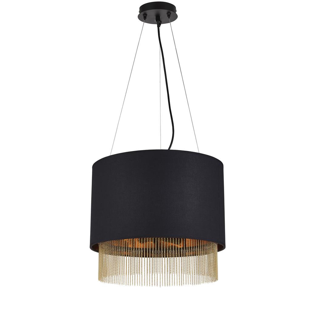 Bradfield 3Lt Pendant Ceiling Light w/ Black Shade - Comet Lighting