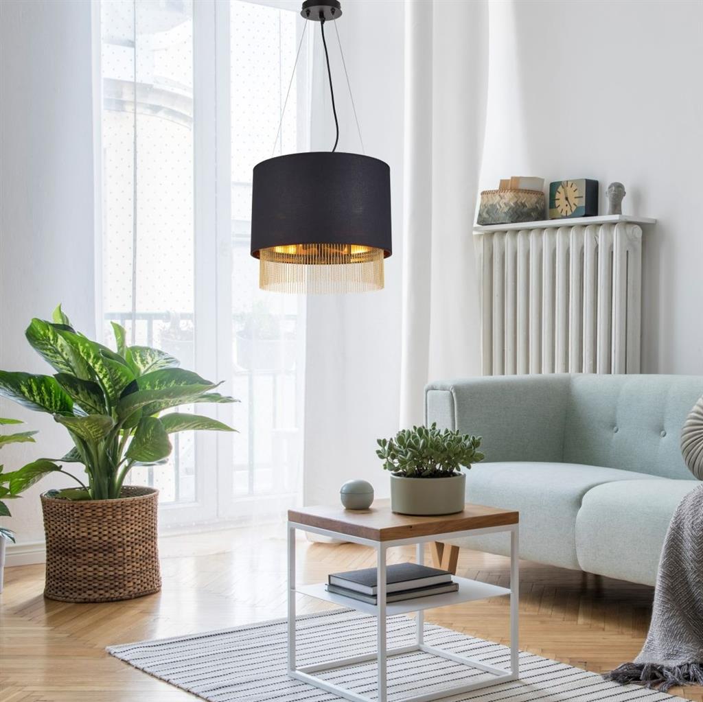 Bradfield 3Lt Pendant Ceiling Light w/ Black Shade - Comet Lighting