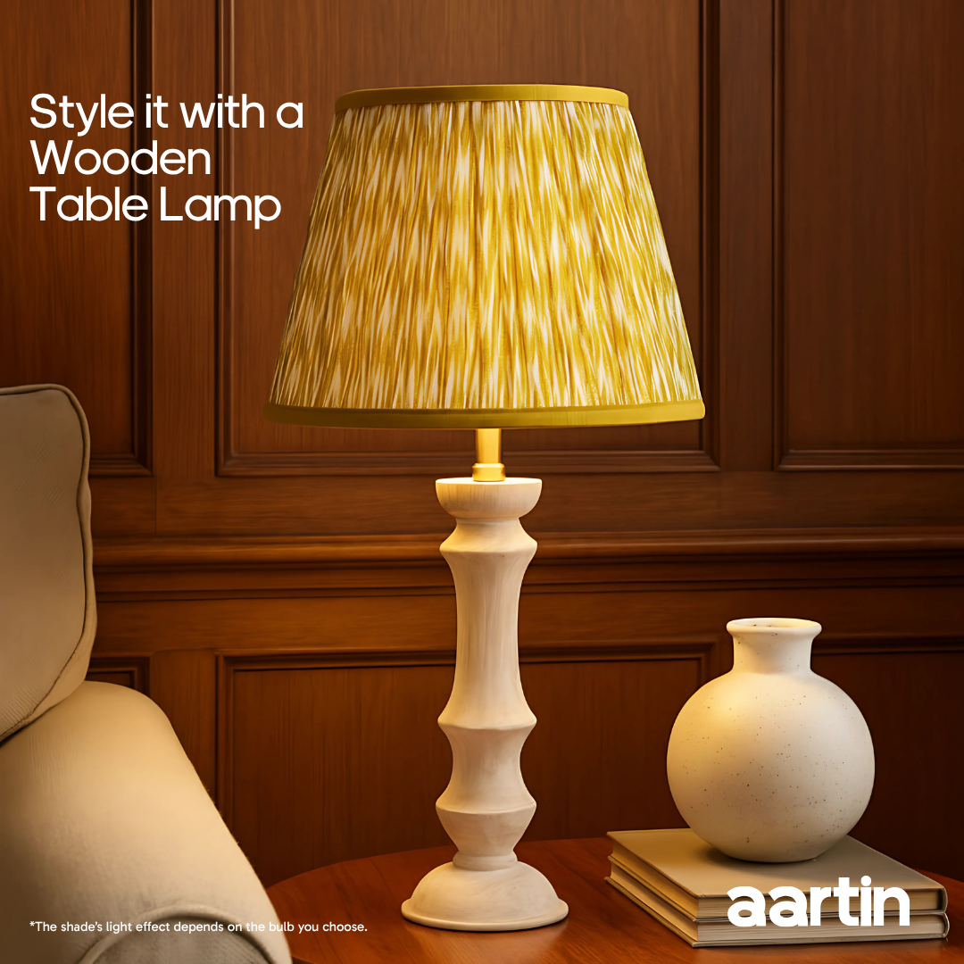 AARTIN 30 CM GOLDEN CHEVRONS STRAIGHT EMPIRE GATHERED LAMPSHADE IN COTTON