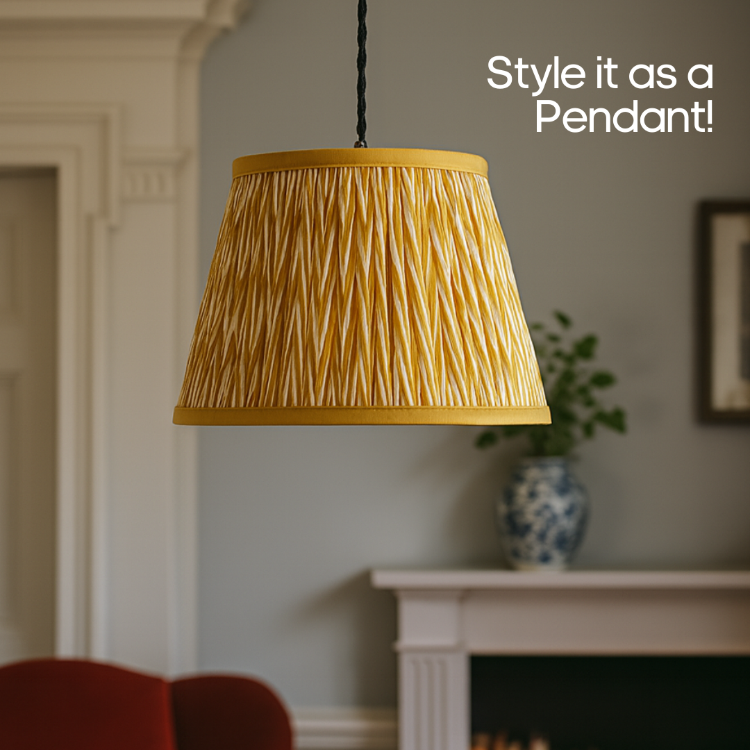 AARTIN 30 CM GOLDEN CHEVRONS STRAIGHT EMPIRE GATHERED LAMPSHADE IN COTTON