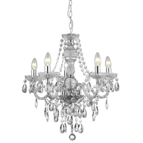 Searchlight Marie Therese 5 Light Chandelier Crystal Drops