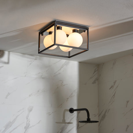 Volta 4Lt Flush Ceiling Light Matt Black - Comet Lighting