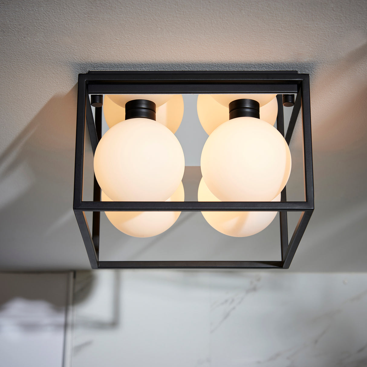 Volta 4Lt Flush Ceiling Light Matt Black - Comet Lighting
