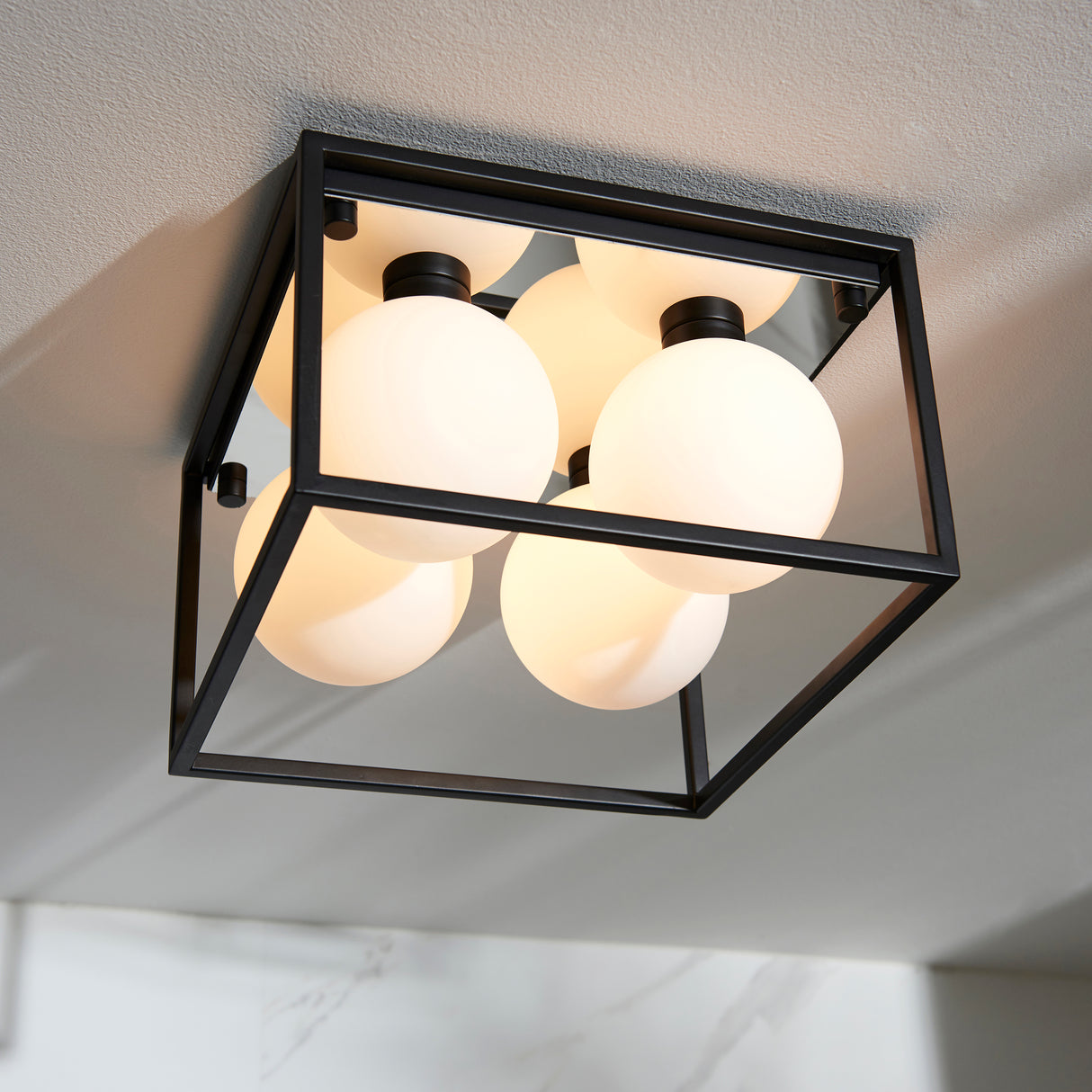 Volta 4Lt Flush Ceiling Light Matt Black - Comet Lighting