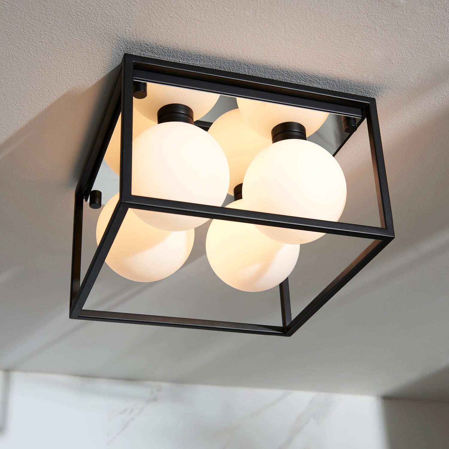 Volta 4Lt Flush Ceiling Light Matt Black - Comet Lighting