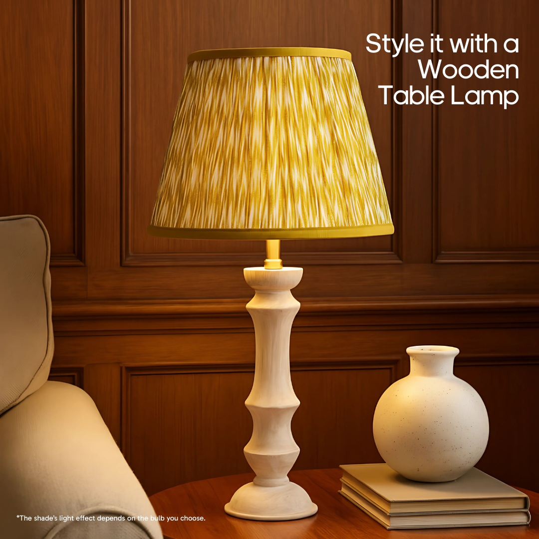 AARTIN 30 CM GOLDEN CHEVRONS STRAIGHT EMPIRE GATHERED LAMPSHADE IN COTTON