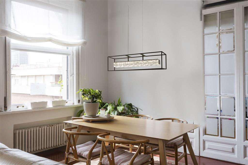 Elevator LED Pendant - Matt Black Frame & Crystal Centre - Comet Lighting