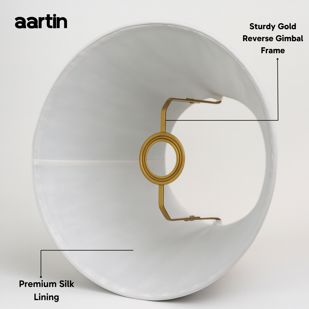 AARTIN 30 CM GOLDEN CHEVRONS STRAIGHT EMPIRE GATHERED LAMPSHADE IN COTTON