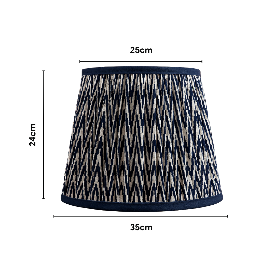 AARTIN 35 CM Blue Chevrons Gathered Cotton Lampshade - Straight Empire ( Shade Only )