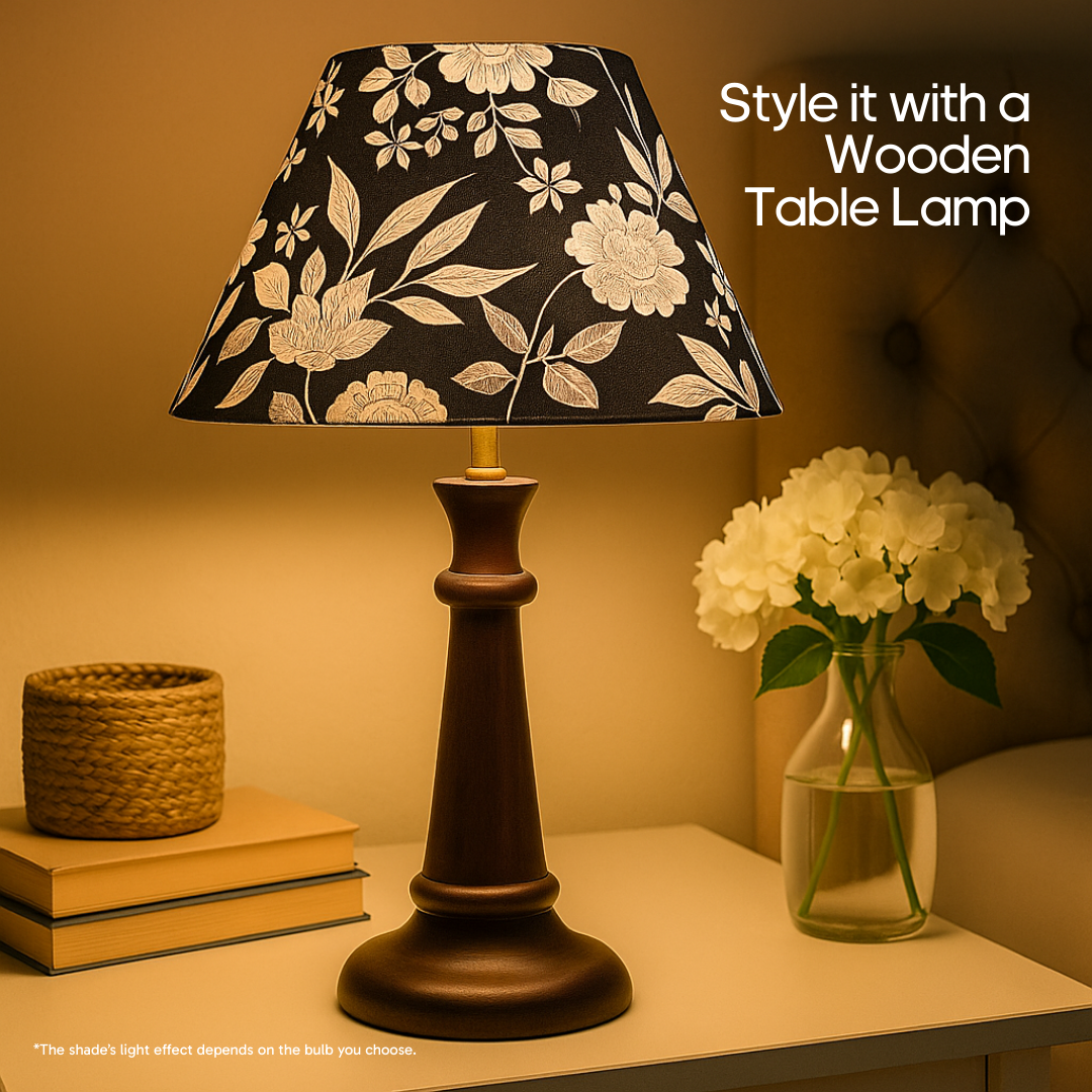 AARTIN 30 CM MIDNIGHT BLOSSOM EMPIRE ROLLED LAMPSHADE IN COTTON