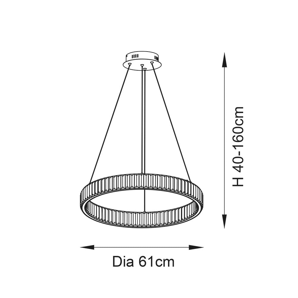 Adour LED Ring Pendant Ceiling Light Polished Chrome - Comet Lighting