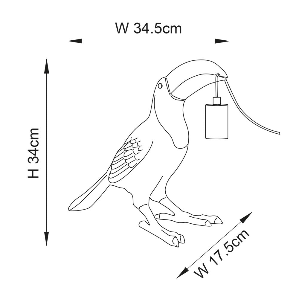 Lune Toucan Table Lamp Vintage Gold Paint & Matt Black - Comet Lighting