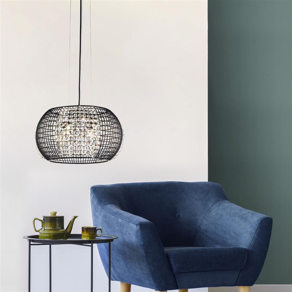 Cadleigh 4Lt Pendant Ceiling Light Black - Comet Lighting