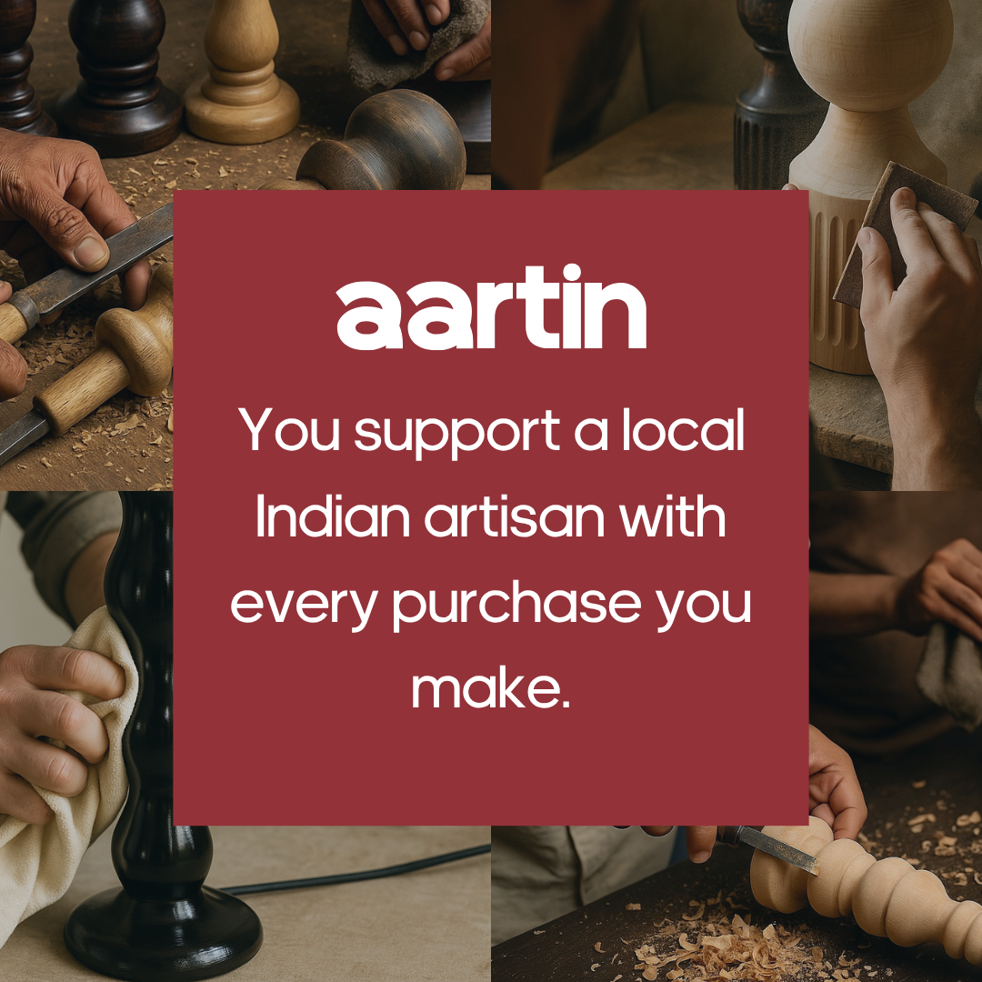 AARTIN CELESTIA TABLE LAMP IN WOOD WITH MATTE BLACK FINISH (BASE ONLY)