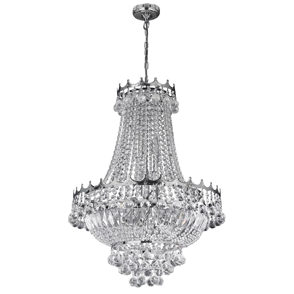 Searchlight Versailles Chrome 9 Light Chandelier Trimmed Crystal