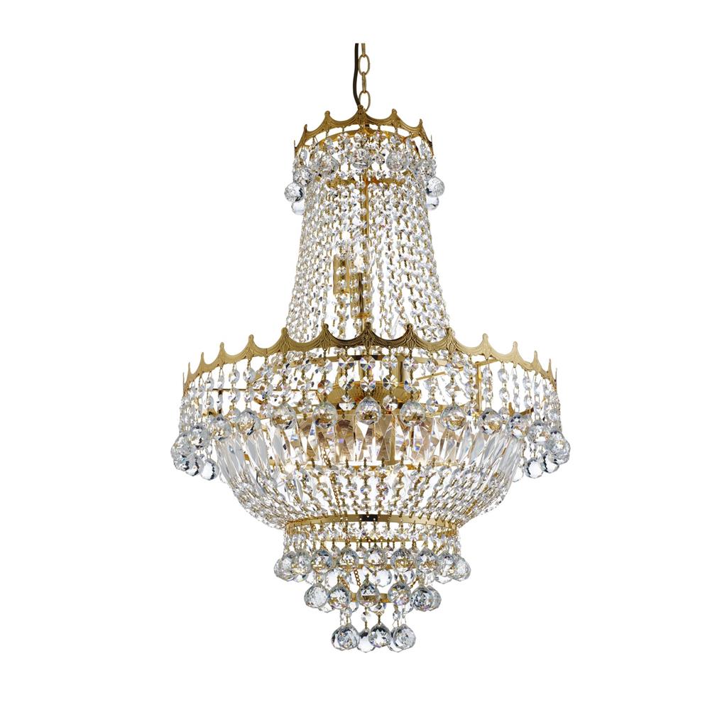 Searchlight Versailles Gold 9 Light Chandelier Trimmed Crystal