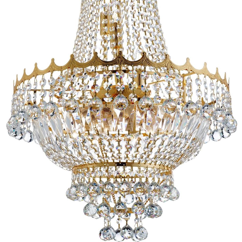 Searchlight Versailles Gold 9 Light Chandelier Trimmed Crystal
