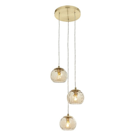 Dimple 3Lt Multi-Drop Ceiling Light Brushed Brass
