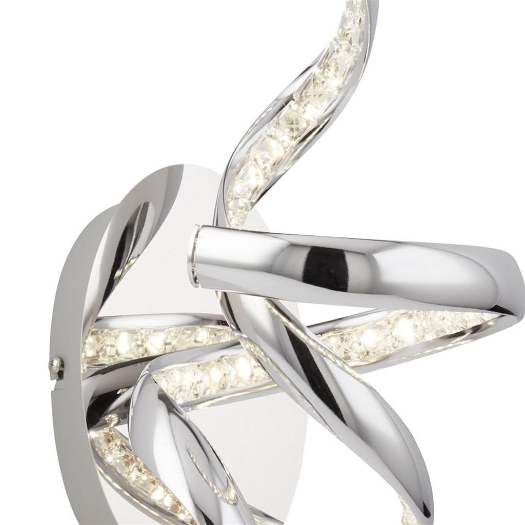 Hennock LED Twirl Arm Wall Light - Chrome/Crystal - Comet Lighting