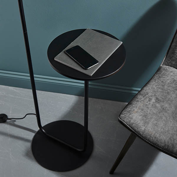 Landis Floor With Table Satin black paint & black fabric