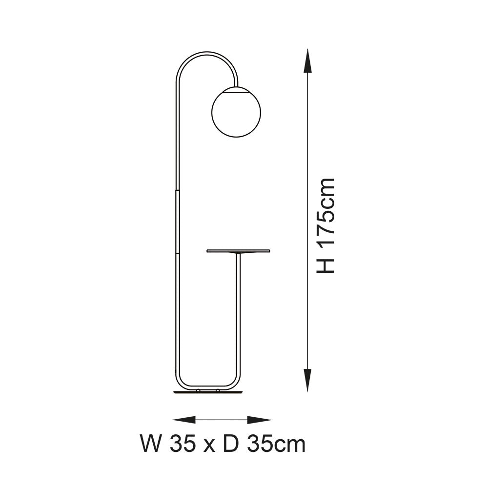 Stour Floor Lamp Satin Black Paint & Matt Opal Glass - Comet Lighting