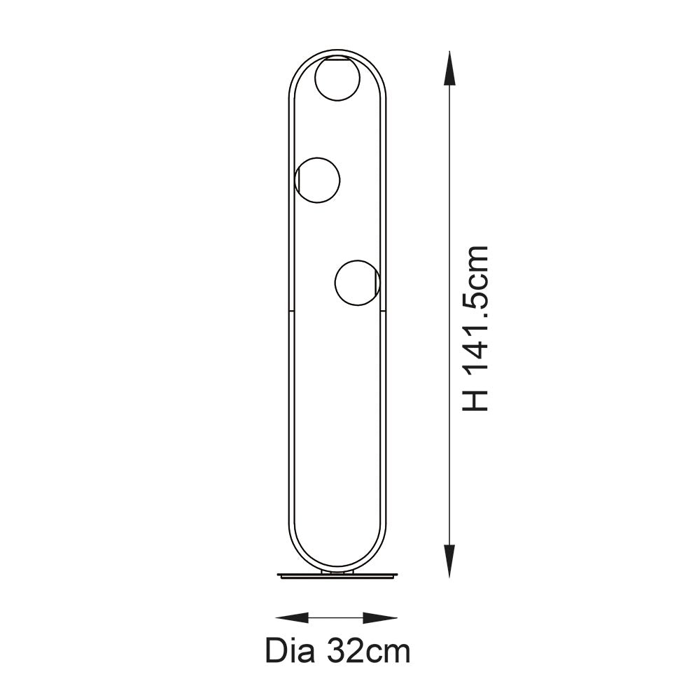 Exe 3Lt Floor Lamp Brushed Silver Finish & Gloss Opal Glass - Comet Lighting