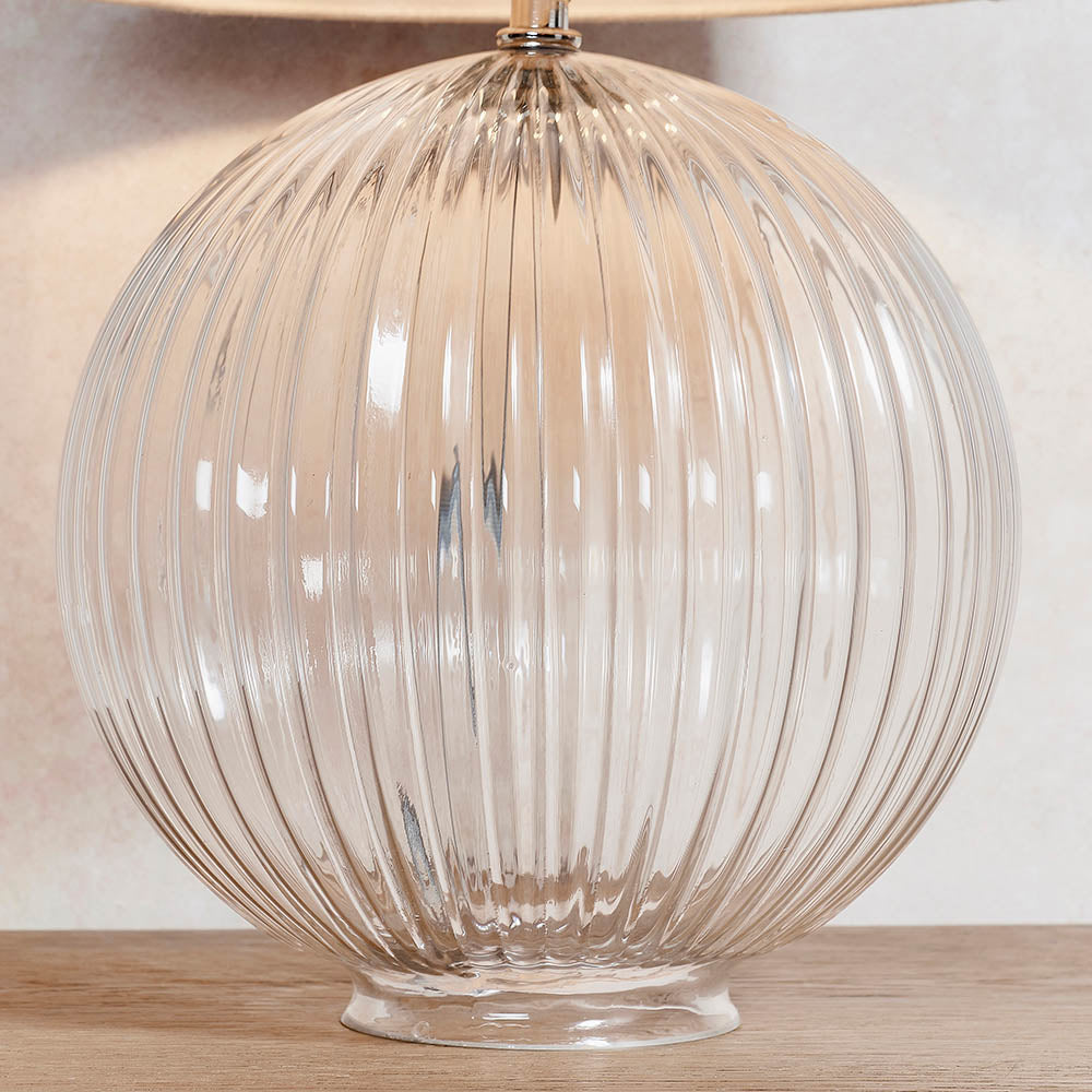 Jemma Clear Table Lamp & Mia Natural Shade - Comet Lighting