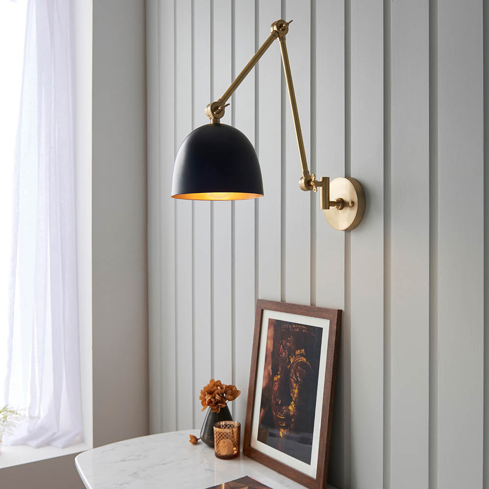 Lehal Swing Arm Wall Light Antique Brass - Comet Lighting