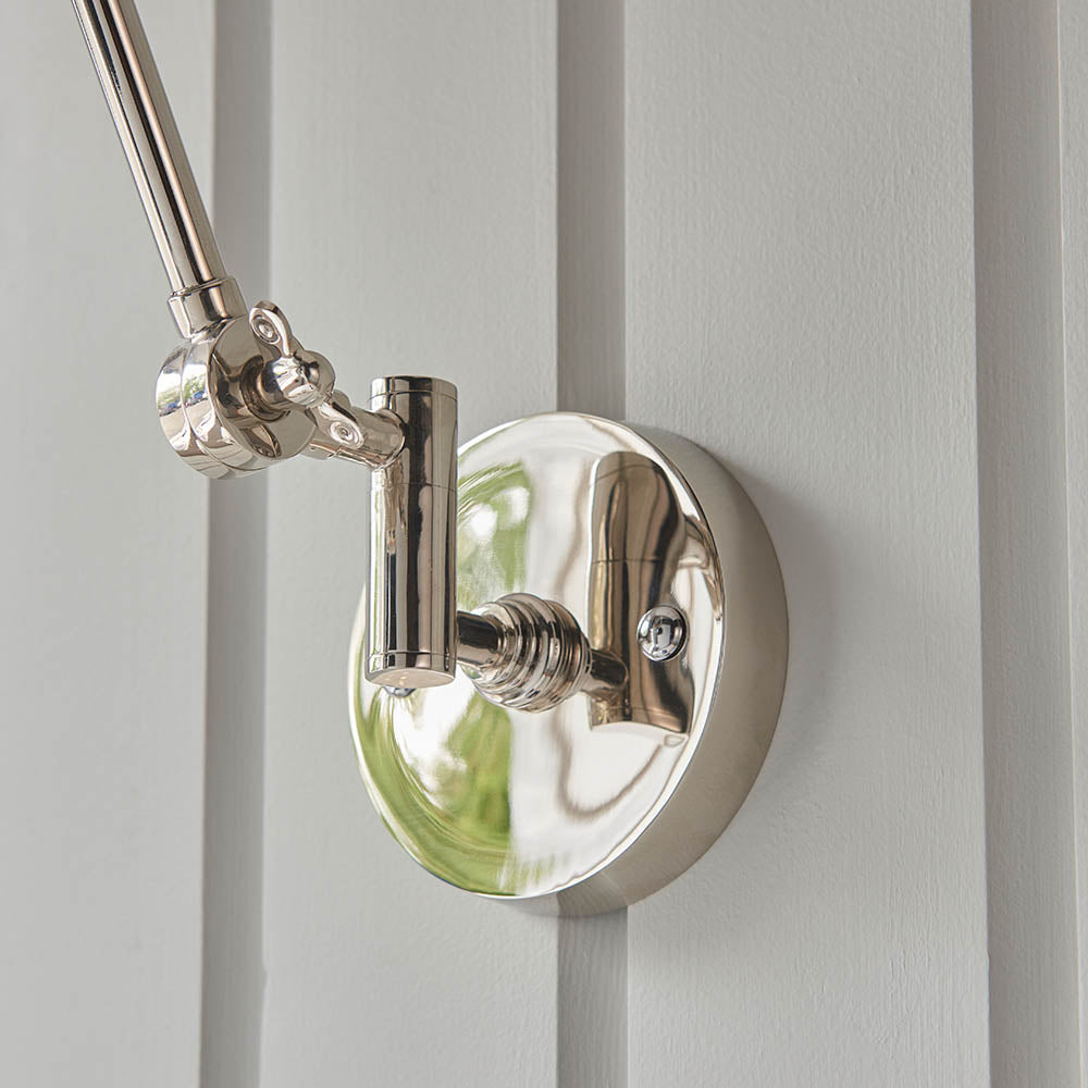 Lehal Swing Arm Wall Light Polished Nickel - Comet Lighting