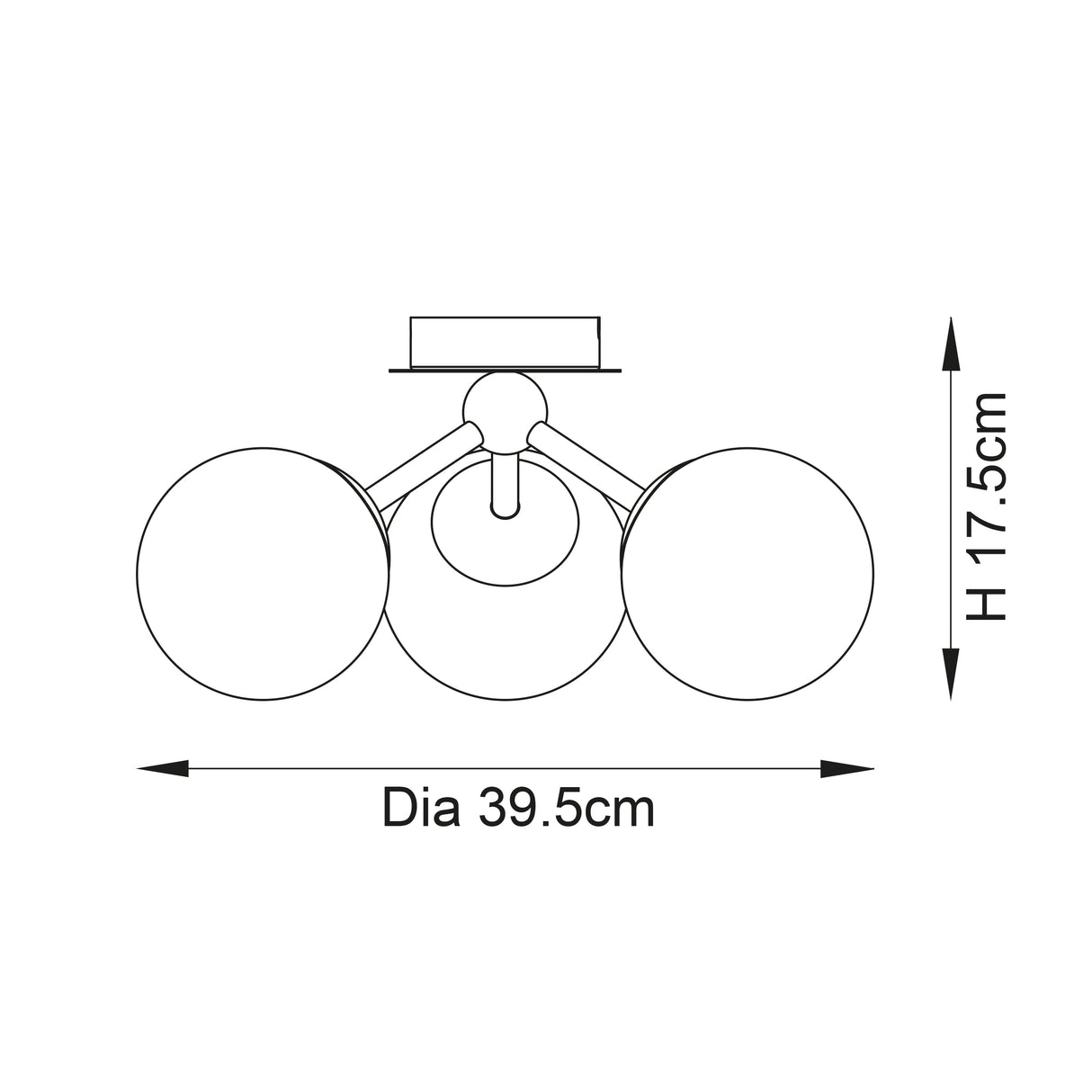 Pulsa 3Lt Semi-Flush Ceiling Light A Matt Black - Comet Lighting