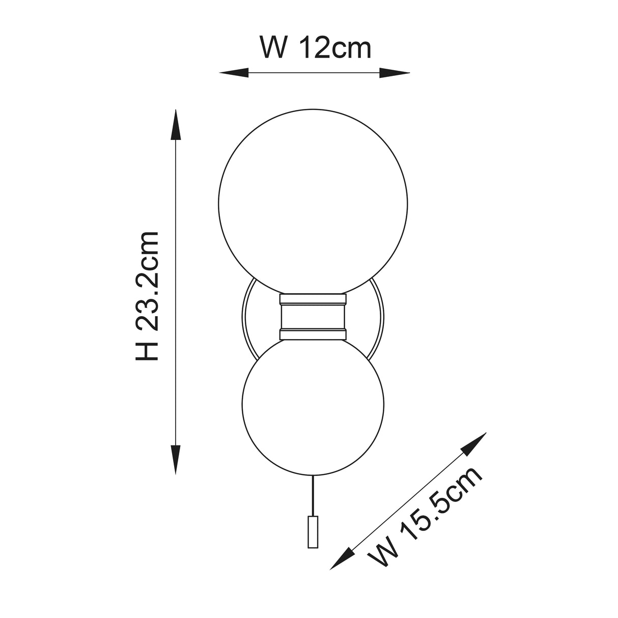 Pulsa 2Lt Wall Light Matt Black - Comet Lighting