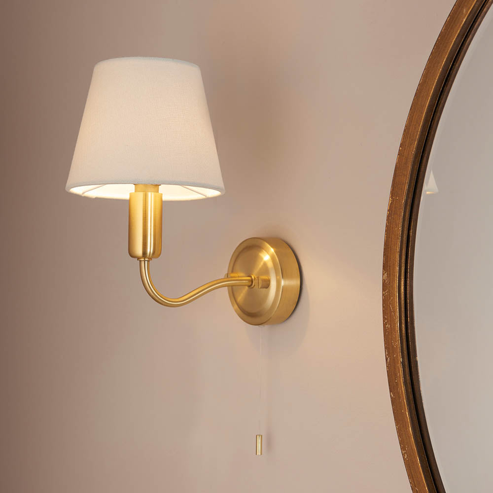 Conway Wall Satin brass plate & ivory linen mix fabric