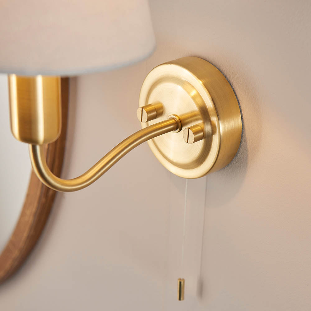 Conway Wall Satin brass plate & ivory linen mix fabric