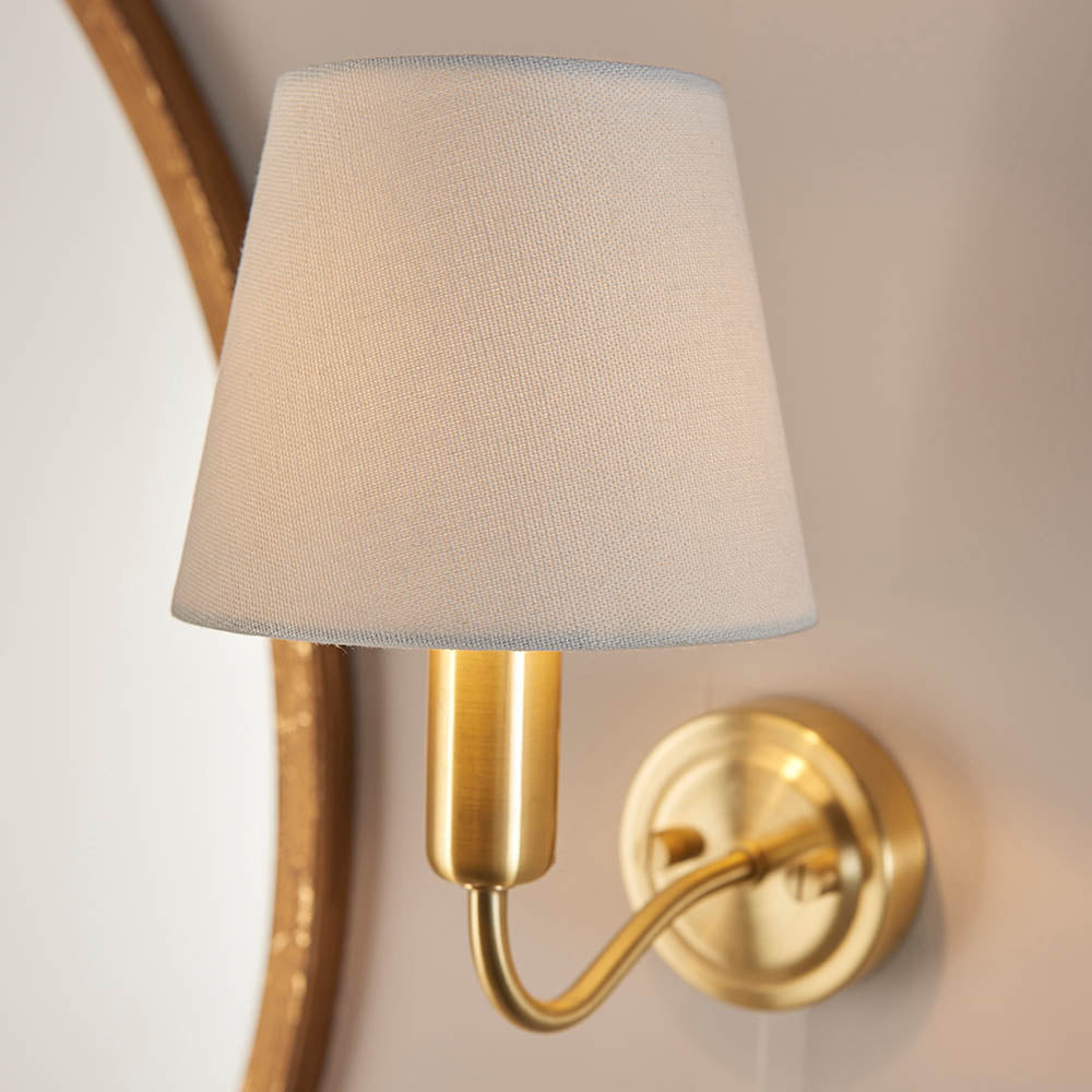 Conway Wall Satin brass plate & ivory linen mix fabric
