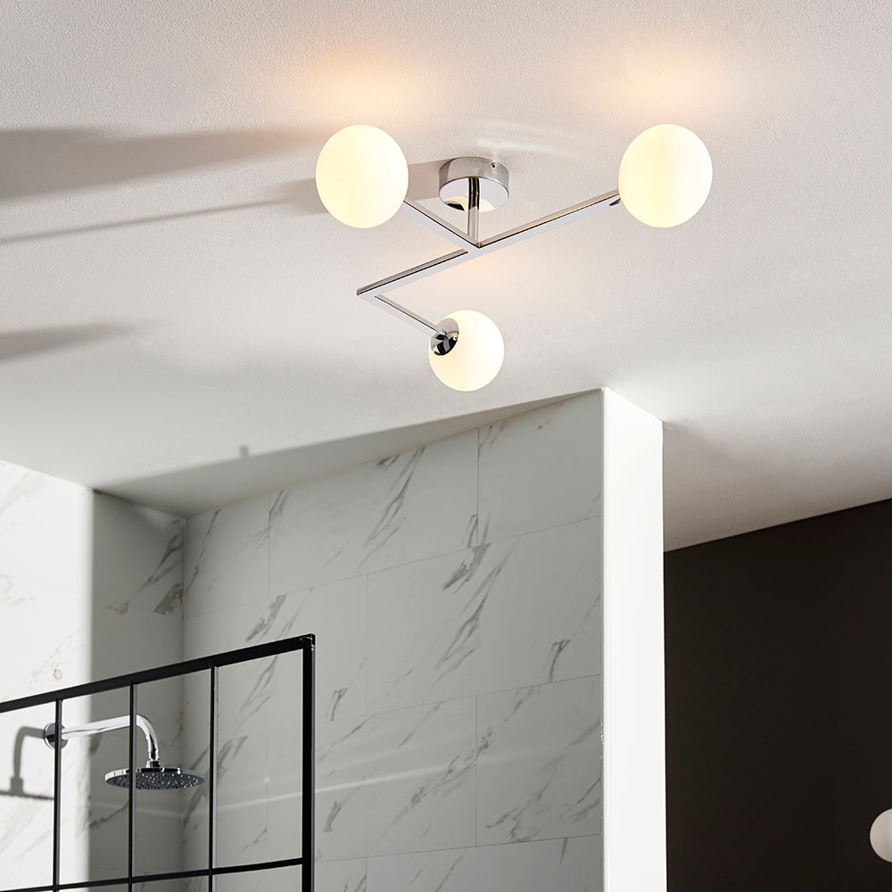 Spa 3lt semi flush Chrome plate & matt opal glass