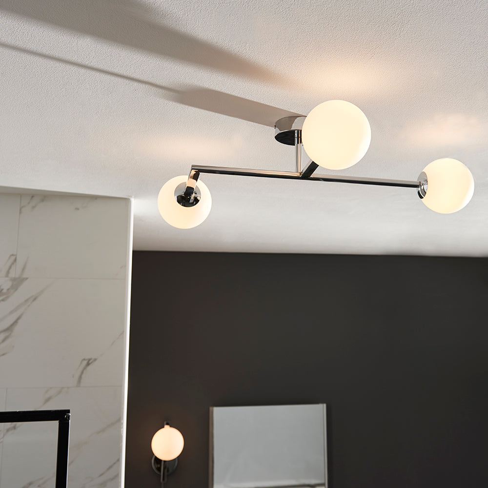 Spa 3lt semi flush Chrome plate & matt opal glass