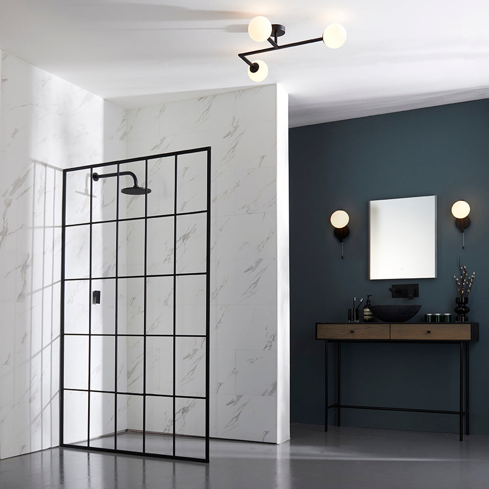 Spa 3lt semi flush Matt black & matt opal glass