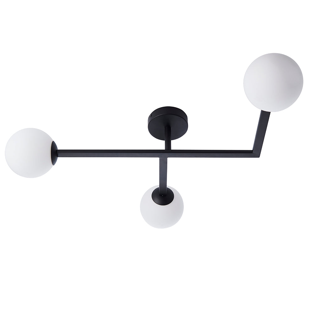 Spa 3lt semi flush Matt black & matt opal glass