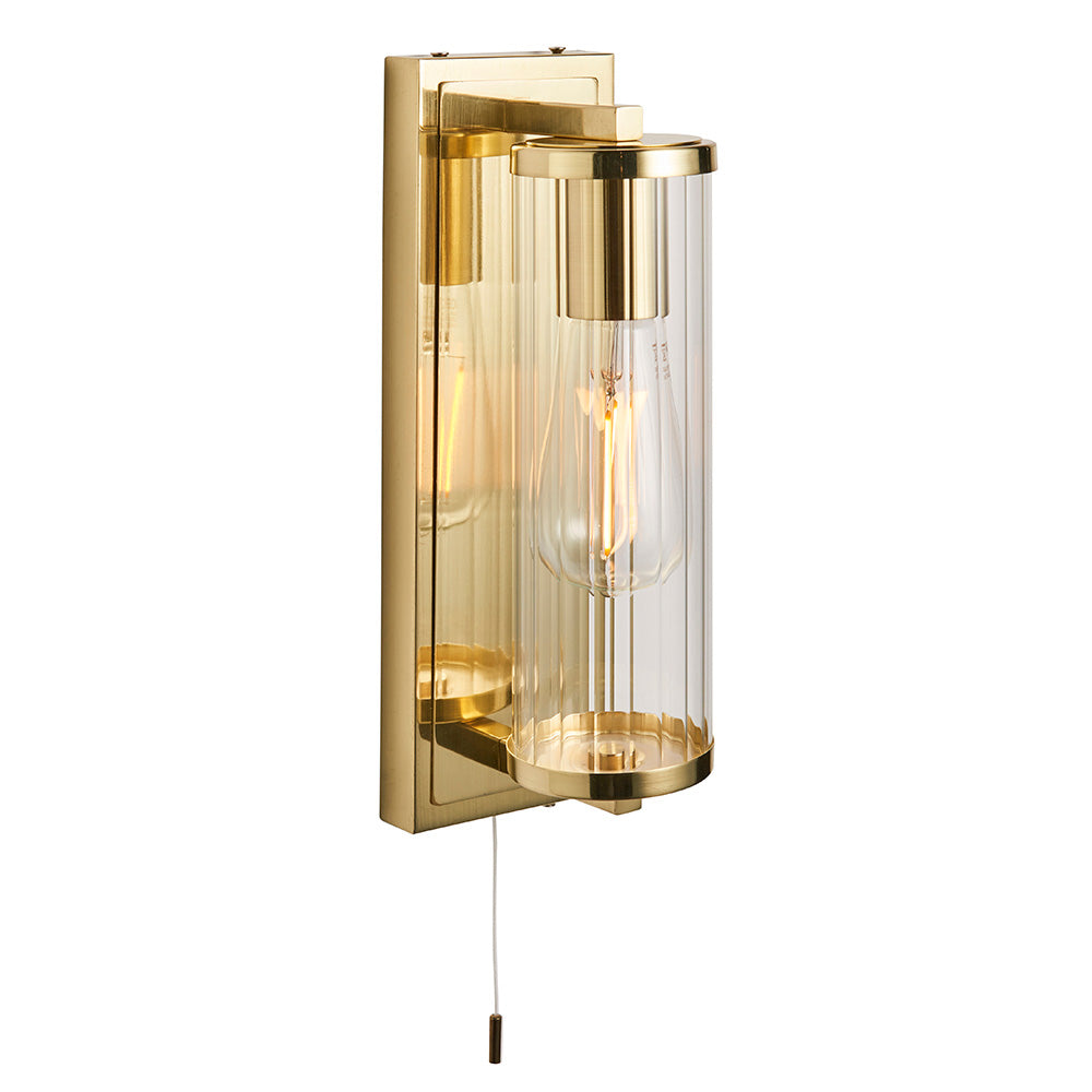 Taylor Wall Satin brass plate & clear ribbed glass