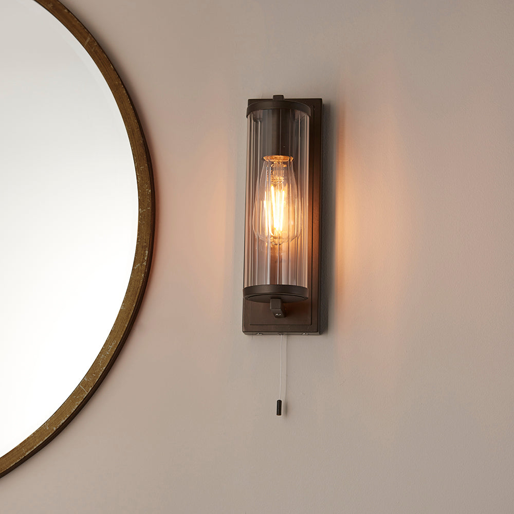 Taylor Wall Dark bronze paint & clear ribbed glass