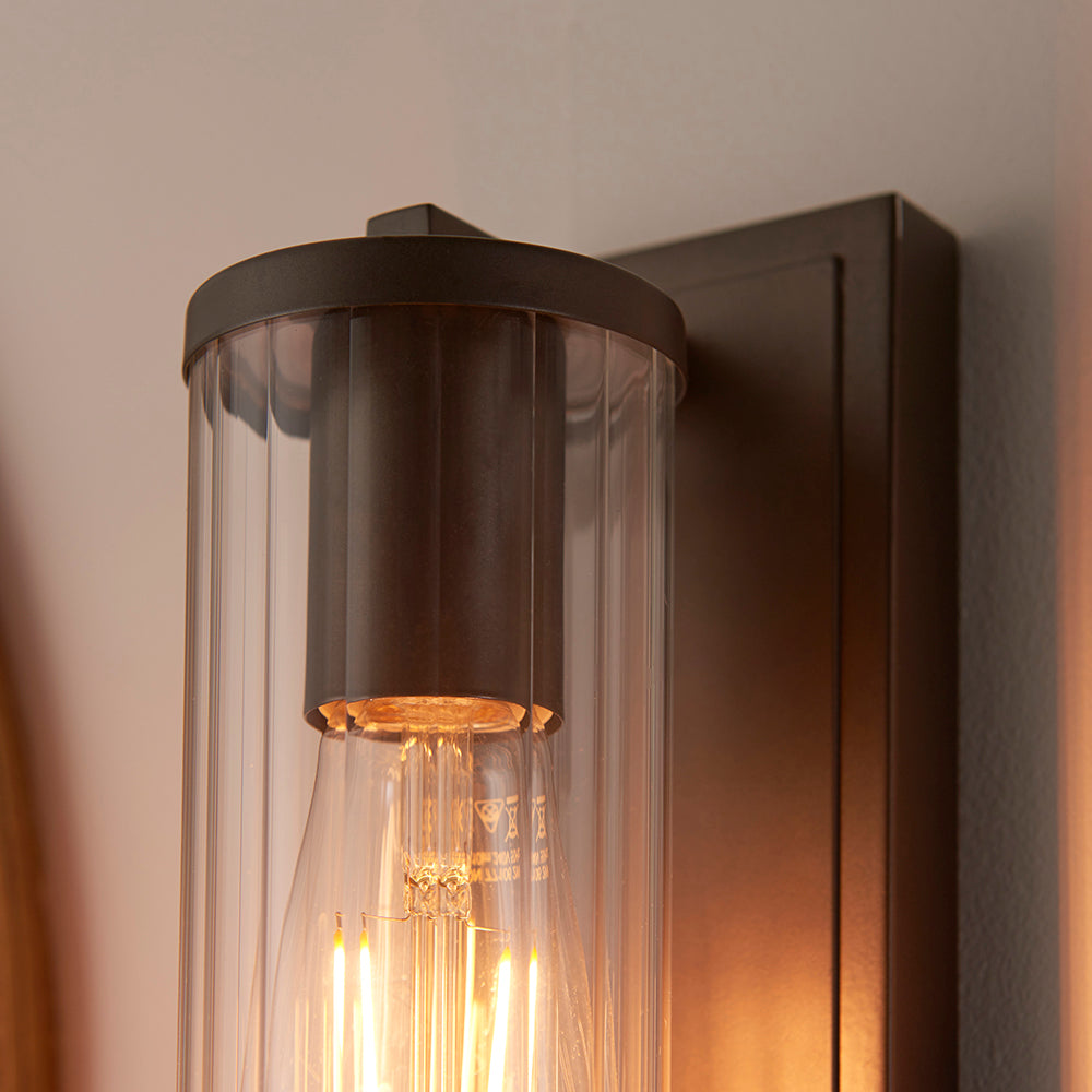 Taylor Wall Dark bronze paint & clear ribbed glass
