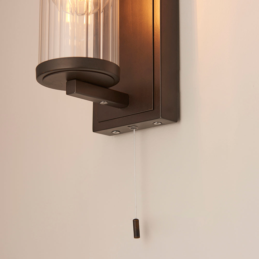 Taylor Wall Dark bronze paint & clear ribbed glass