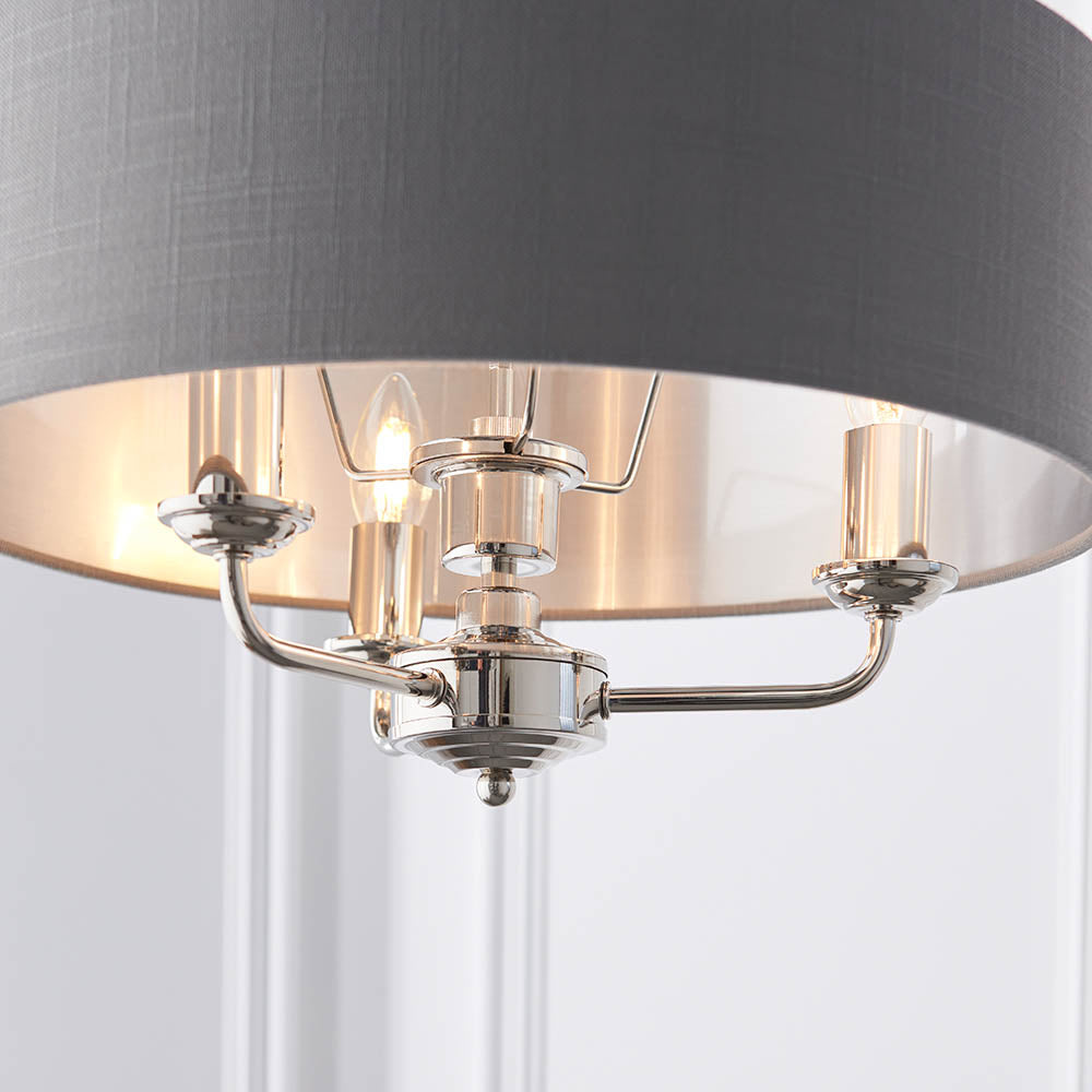 Highclere 3-Light Pendant Ceiling Light with Charcoal Shade - Comet Lighting